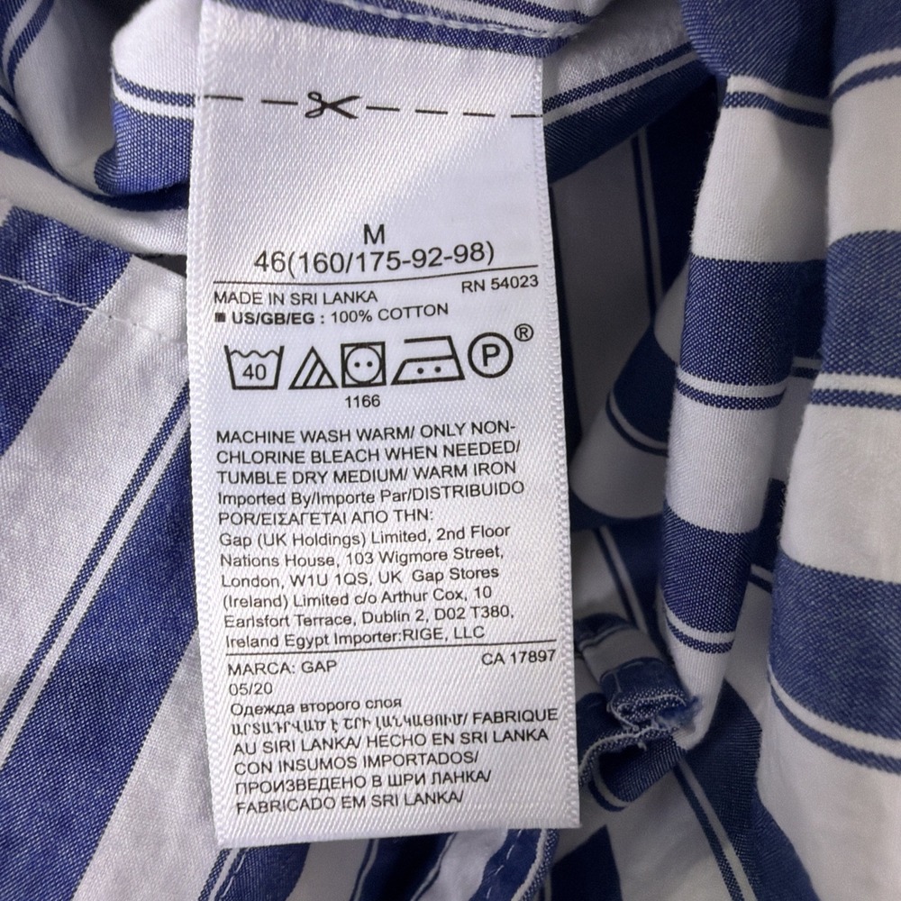 GAP Womens M Blue White Striped Button Down "Perfect Shirt" 100% Cotton Classic - Picture 10 of 14